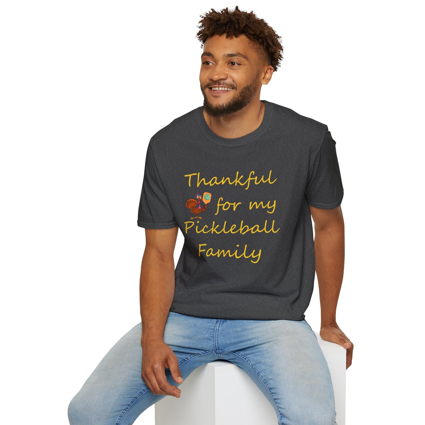 Thanksgiving Pickleball Player Unisex Softstyle T-Shirt, Turkey Day Tee, Gift for Pickleball Lover, Pickleball Thanksgiving Apparel