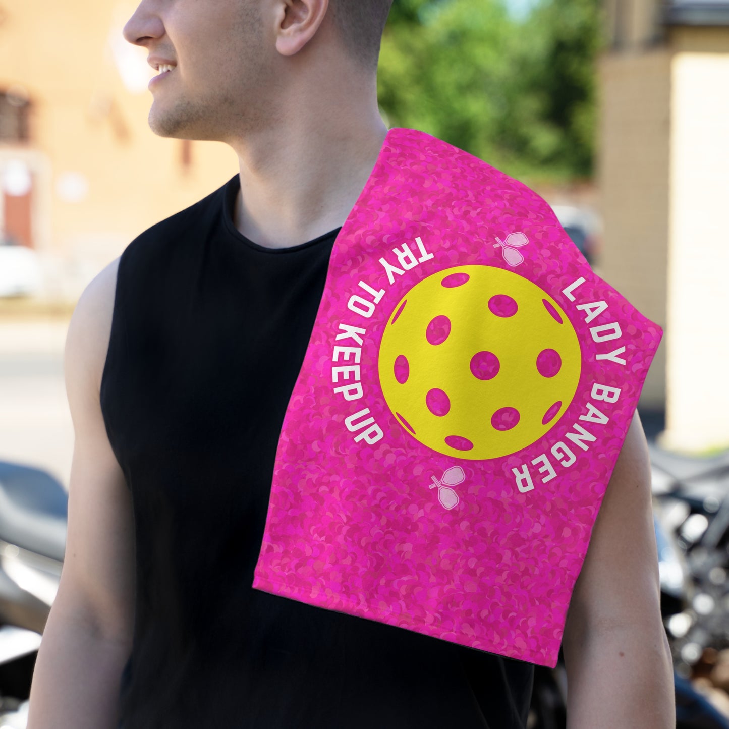 Pickleball Lady Banger Towel - pickleball player sports rally kitchen bathroom towel