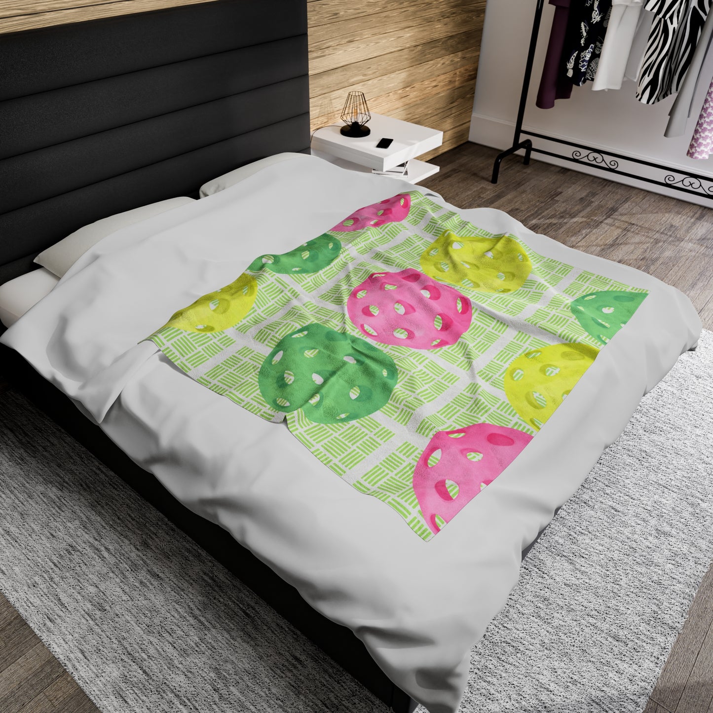 Plush Blanket - Pickleball Design, Small to Extra Large sizes - Gift for Home | multi-colored balls style