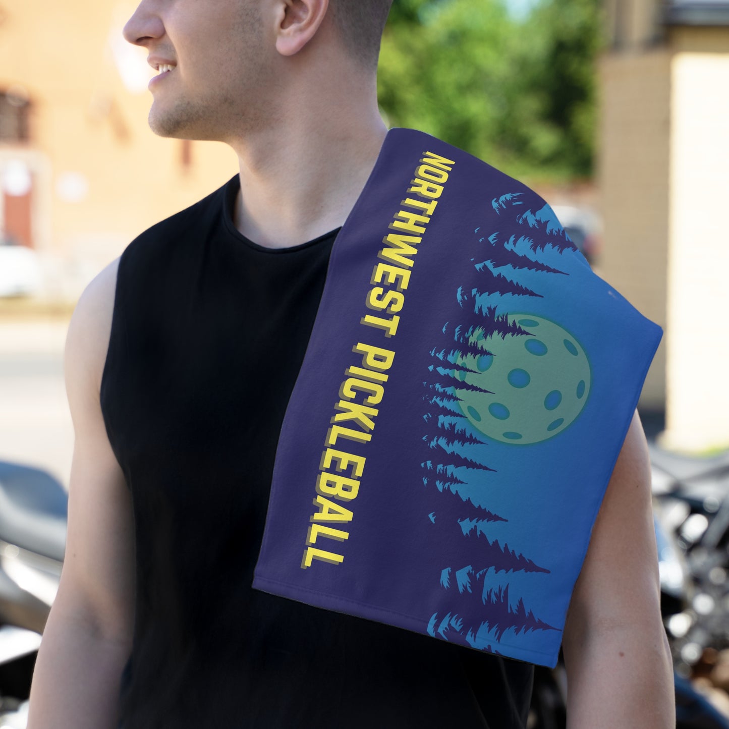 Northwest Mountain Pickleball Towel - pickleball player sports rally kitchen bathroom towel Portland oregon