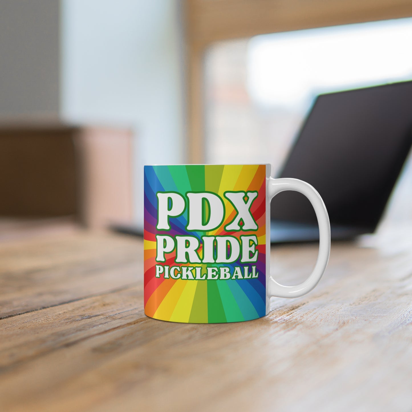PDX Pride Pickleball Coffee Mug - Portland Oregon pickleballer cup mug lgtbq