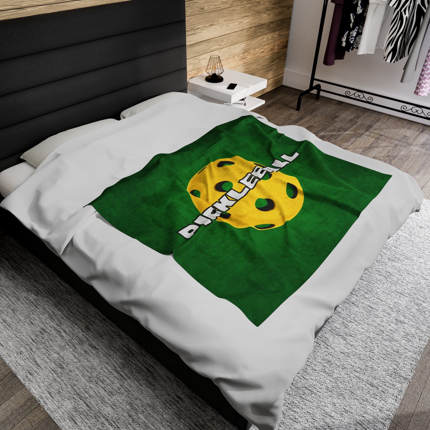Plush Blanket - Pickleball Design, Small to Extra Large sizes - Gift for Home | yellow ball green background style