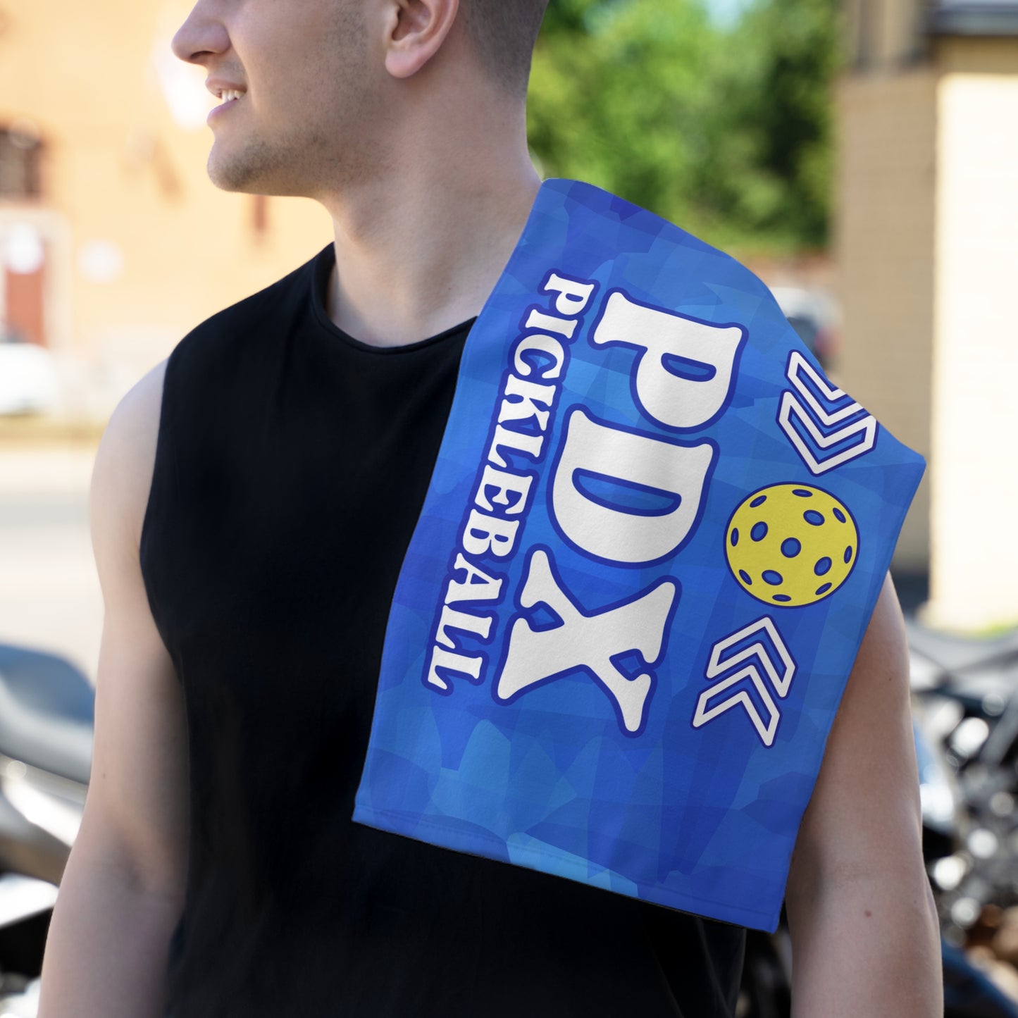 PDX Blue Pickleball Rally Towel - courts, kitchen, bathroom towel for Pickleball player