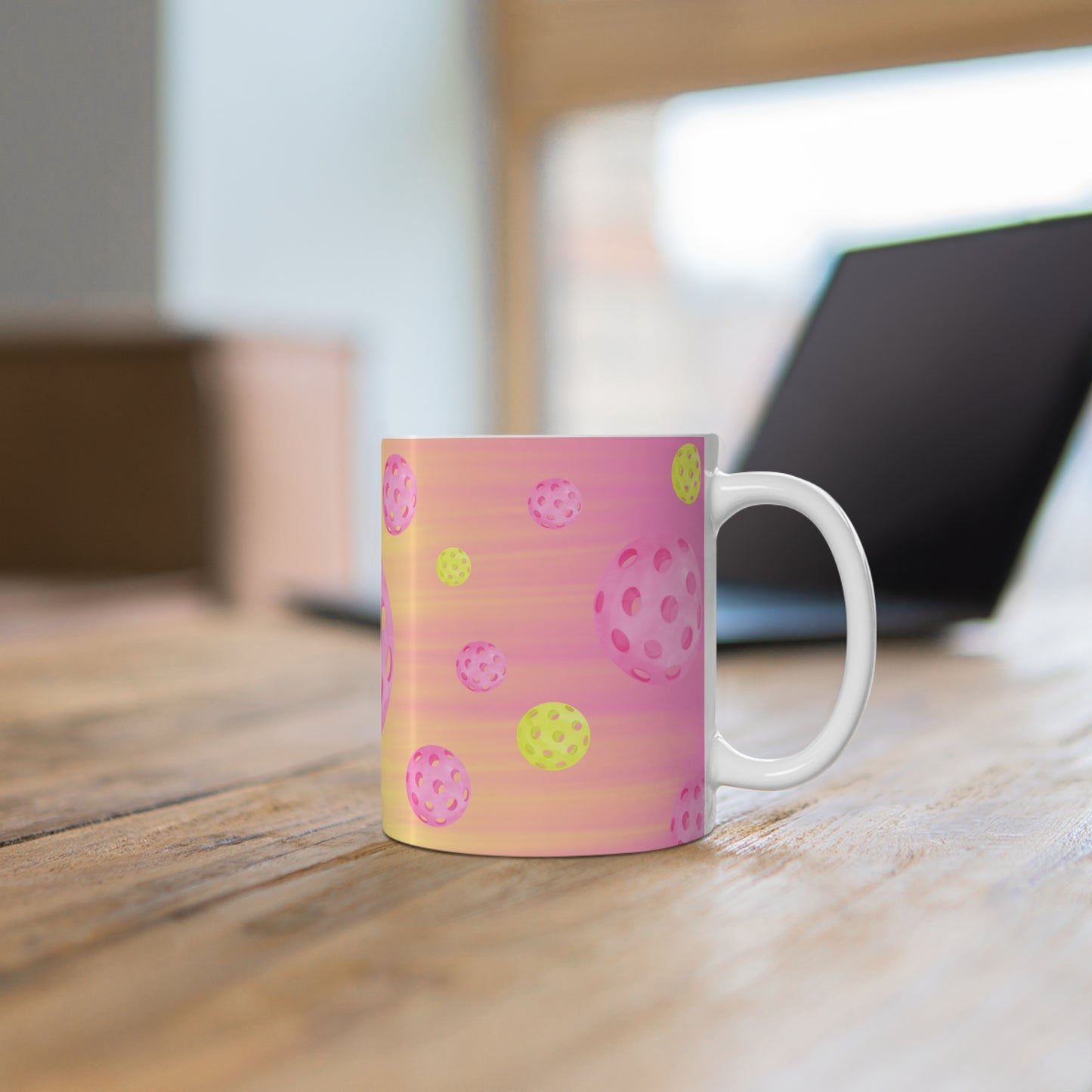 Pickleball Pink Balls in Space Mug - Pickleballer coffee mug glass cup