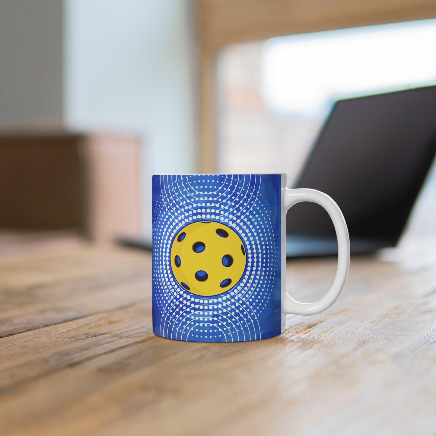 Modern Blue Pickleball Mug - Coffee cup mug glass for the Pickleball Player