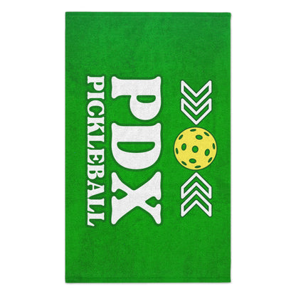 PDX green Pickleball Towel - pickleball player sports rally kitchen bathroom towel