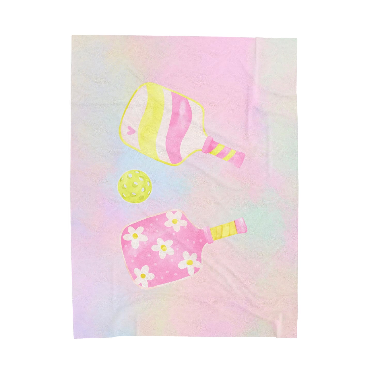 Plush Blanket - Pickleball Design, Small to Extra Large sizes - Gift for Home | pastel pickleball paddle style
