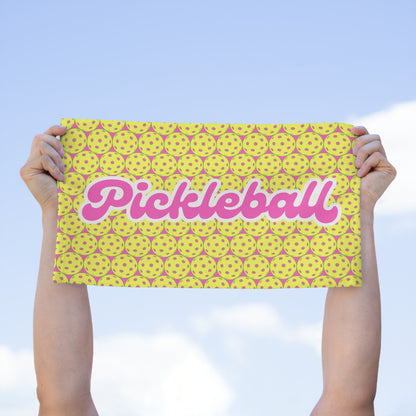 Pink Pickleballs Towel - pickleball player sports rally kitchen bathroom towel