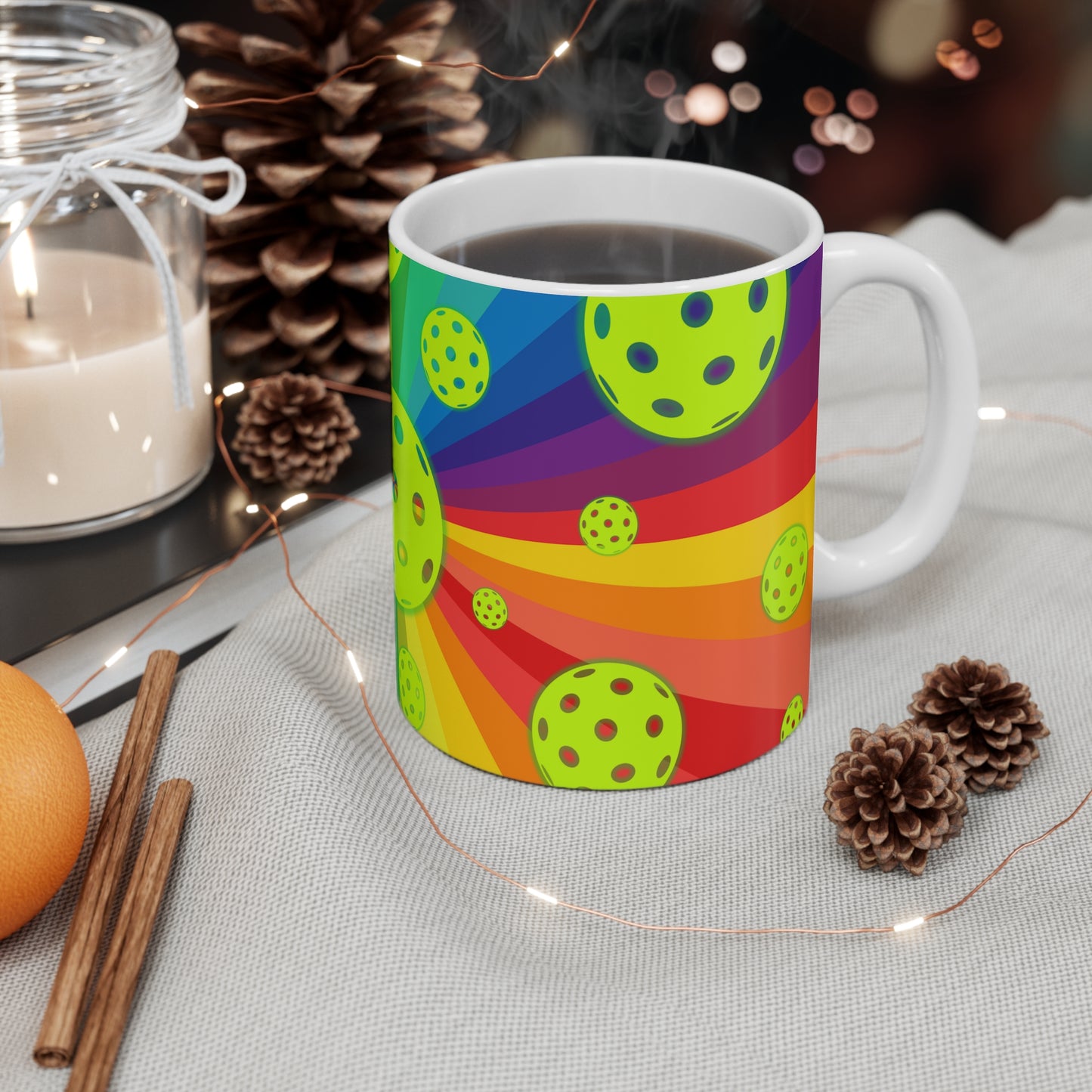 Pride Pickleballs in Space Coffee Mug - Pickleball ceramic cup mug