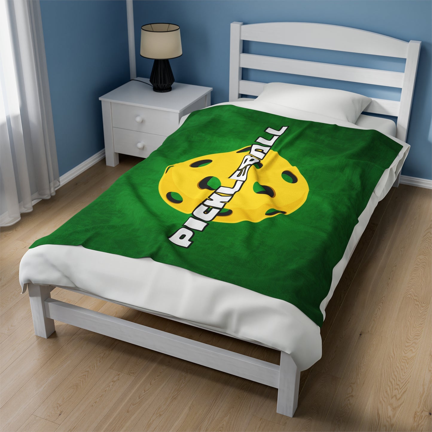 Plush Blanket - Pickleball Design, Small to Extra Large sizes - Gift for Home | yellow ball green background style
