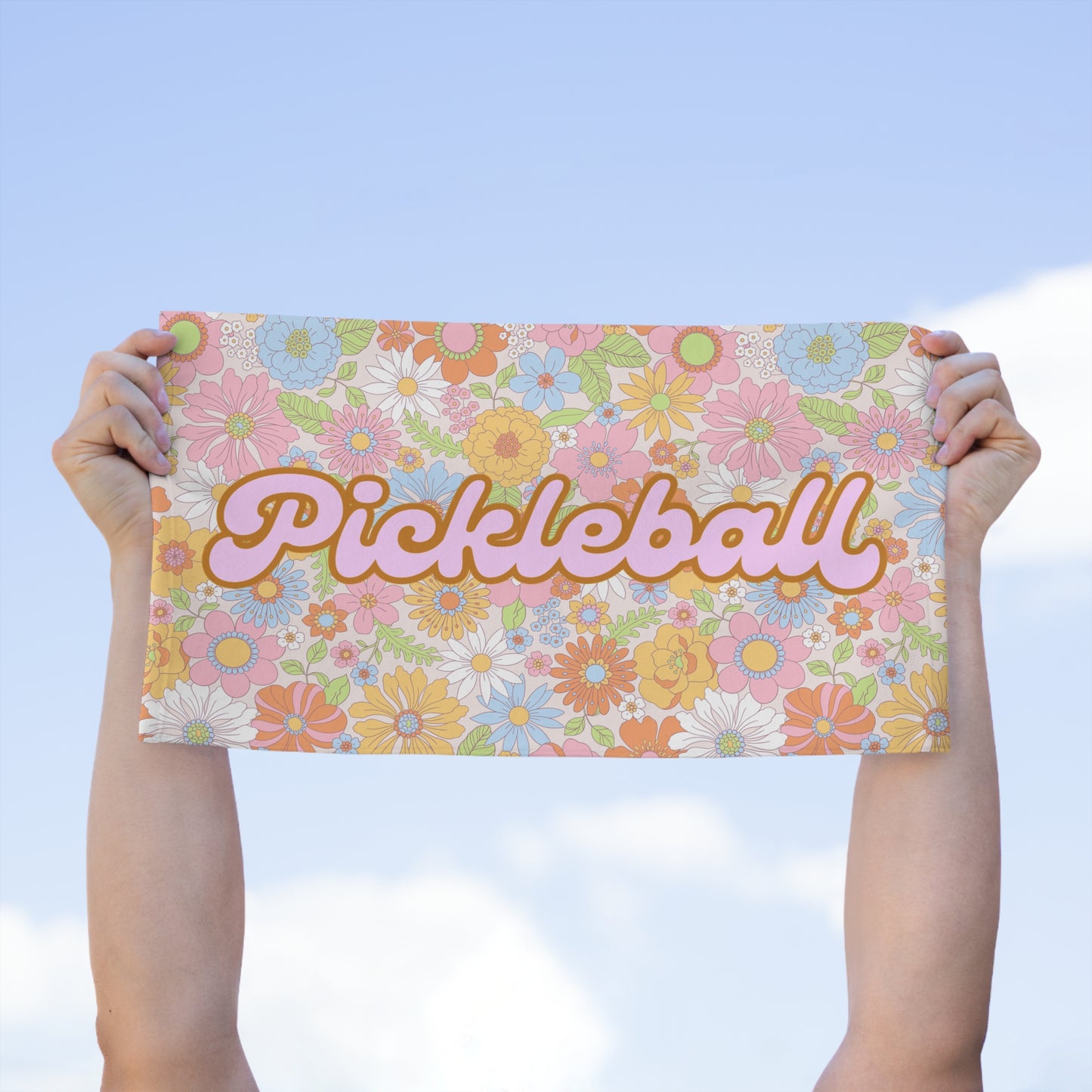 Floral Pickleballs Towel - pickleball player sports rally kitchen bathroom towel