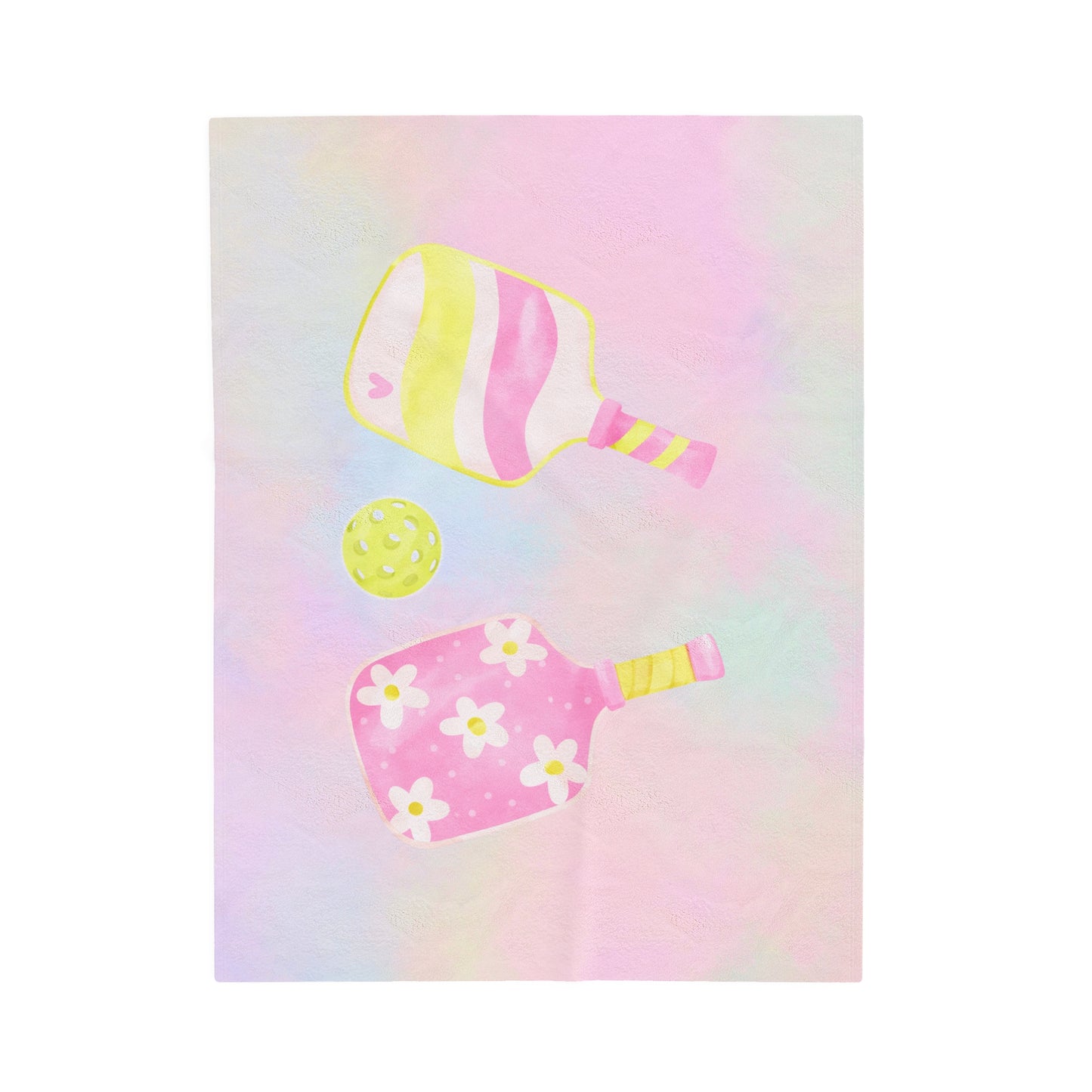 Plush Blanket - Pickleball Design, Small to Extra Large sizes - Gift for Home | pastel pickleball paddle style