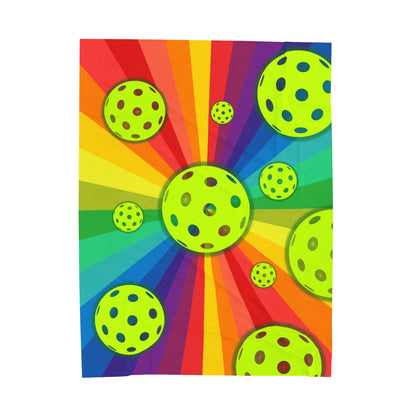 Plush Blanket - Pickleball Design, Small to Extra Large sizes - Gift for Home | rainbow pride pickleball style
