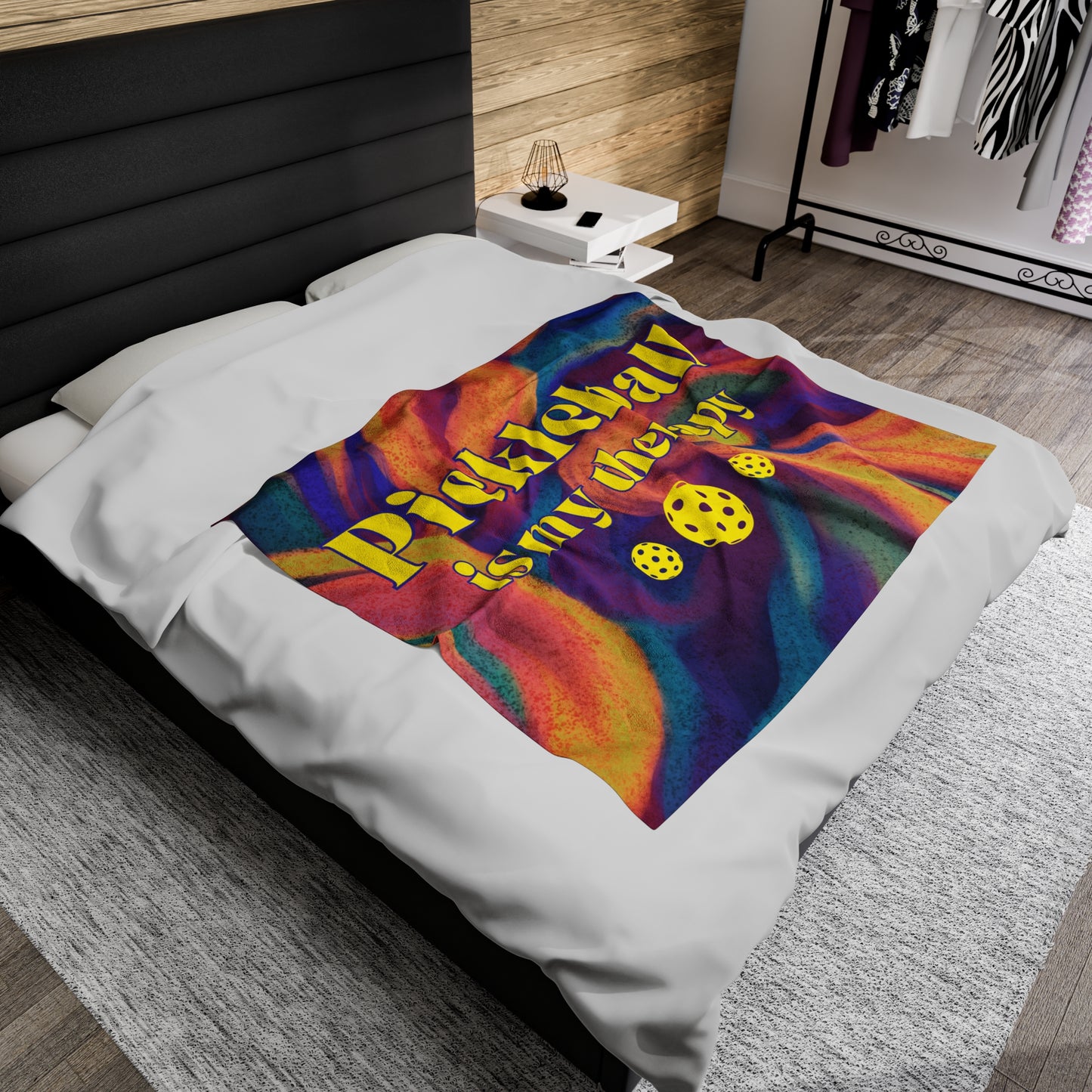 Plush Blanket - Pickleball Design, Small to Extra Large sizes - Gift for Home | Pickleball is my therapy multi color style
