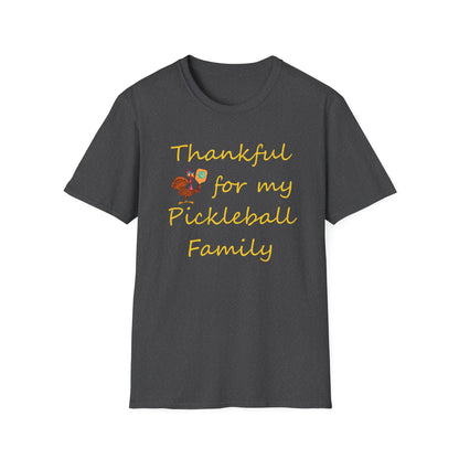 Thanksgiving Pickleball Player Unisex Softstyle T-Shirt, Turkey Day Tee, Gift for Pickleball Lover, Pickleball Thanksgiving Apparel