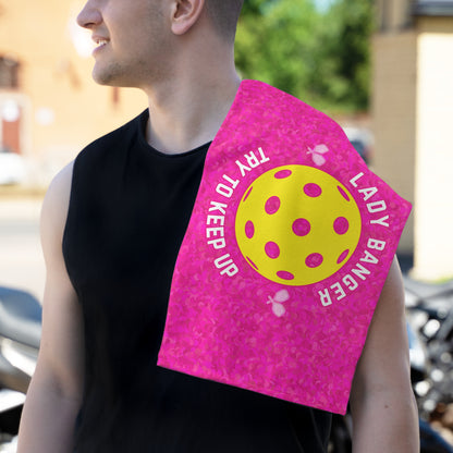 Pickleball Lady Banger Towel - pickleball player sports rally kitchen bathroom towel