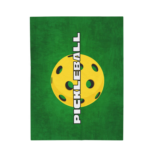 Plush Blanket - Pickleball Design, Small to Extra Large sizes - Gift for Home | yellow ball green background style