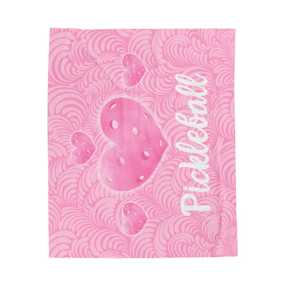 Plush Blanket - Pickleball Design, Small to Extra Large sizes - Gift for Home | pink heart pickleball style
