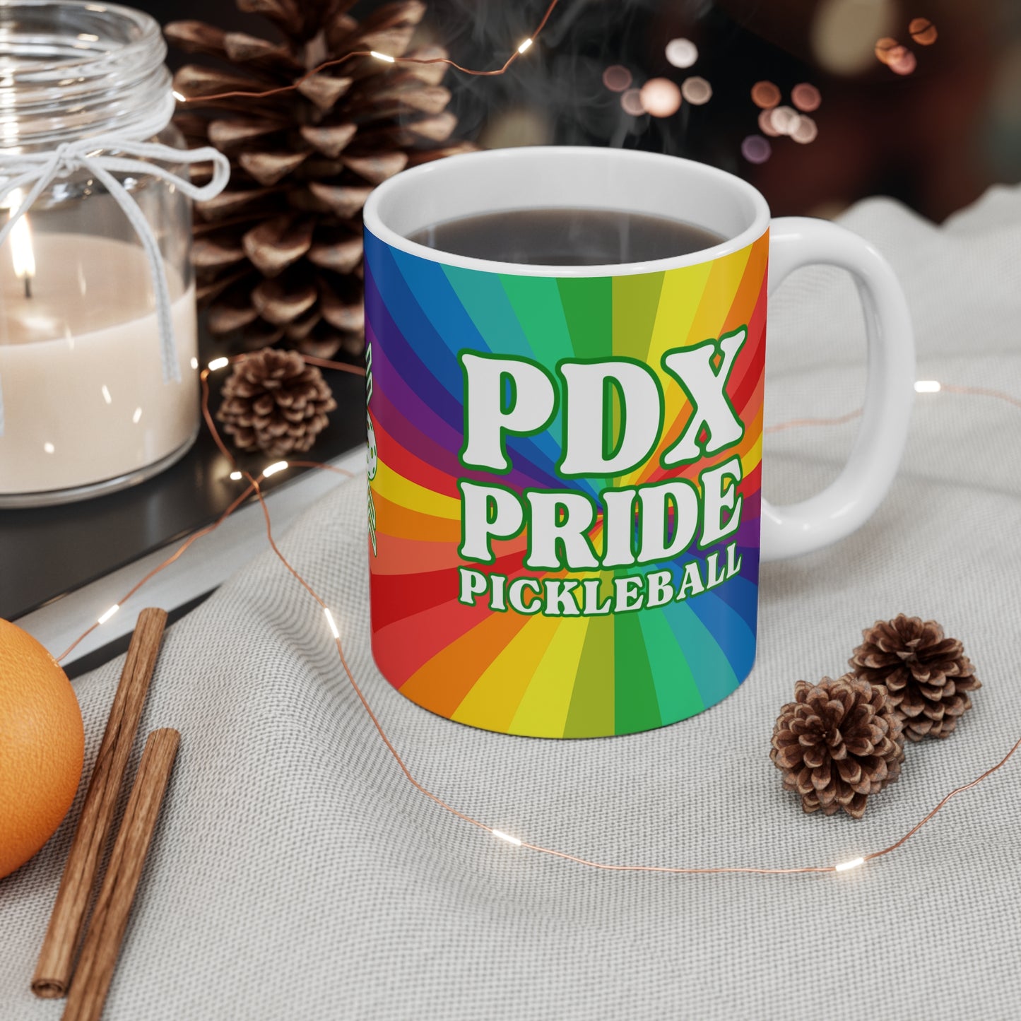 PDX Pride Pickleball Coffee Mug - Portland Oregon pickleballer cup mug lgtbq