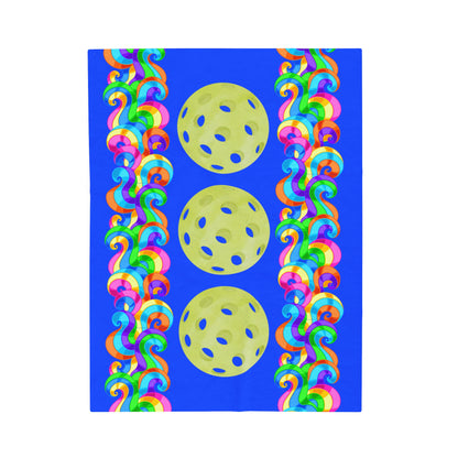 Plush Blanket - Pickleball Design, Small to Extra Large sizes - Gift for Home | Blue Swirl