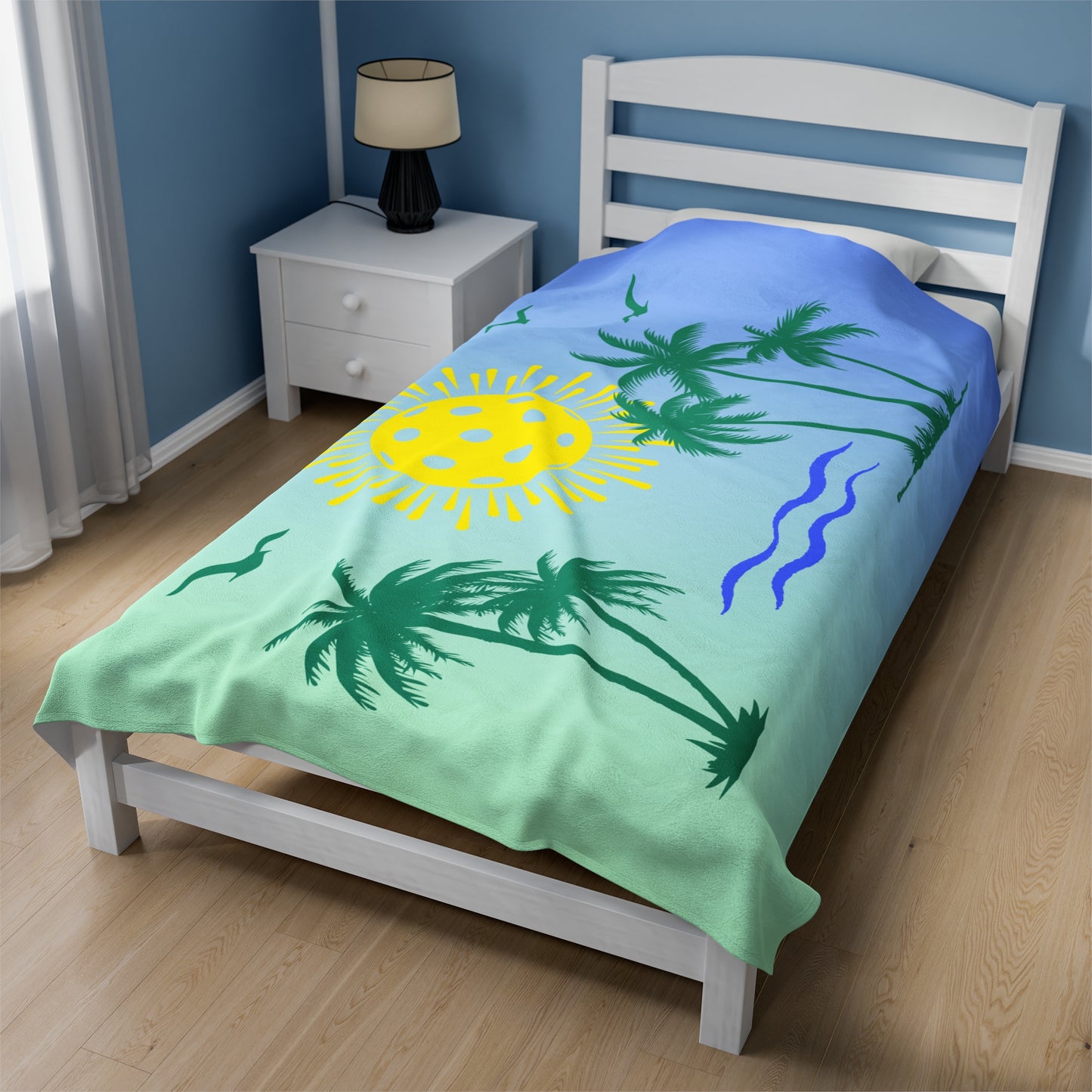 Plush Blanket - Pickleball Design, Small to Extra Large sizes - Gift for Home | modern beach pickleball style