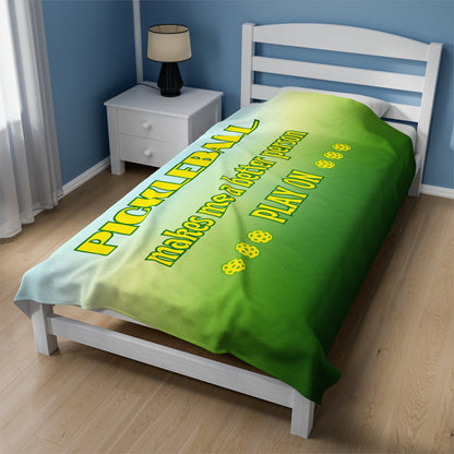Plush Blanket - Pickleball Design, Small to Extra Large sizes - Gift for Home | pickleball makes me a better person style