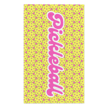 Pink Pickleballs Towel - pickleball player sports rally kitchen bathroom towel