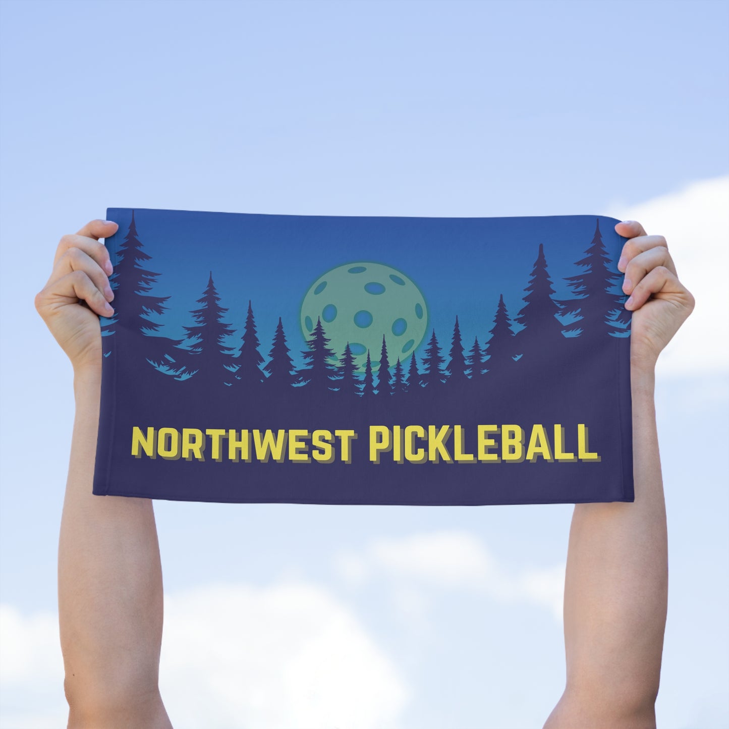 Northwest Mountain Pickleball Rally Towel - courts, kitchen, bathroom towel for Pickleball player