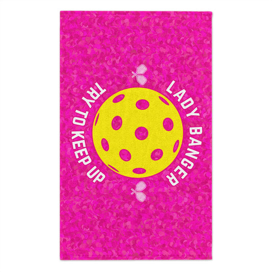 Pickleball Lady Banger Towel - pickleball player sports rally kitchen bathroom towel