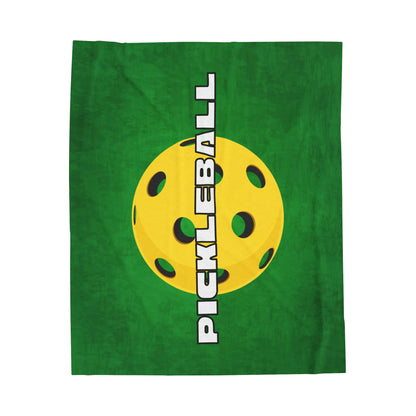 Plush Blanket - Pickleball Design, Small to Extra Large sizes - Gift for Home | yellow ball green background style