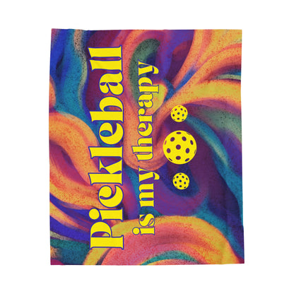 Plush Blanket - Pickleball Design, Small to Extra Large sizes - Gift for Home | Pickleball is my therapy multi color style