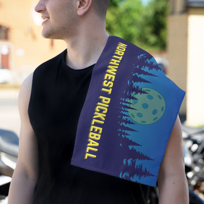 Northwest Mountain Pickleball Rally Towel - courts, kitchen, bathroom towel for Pickleball player