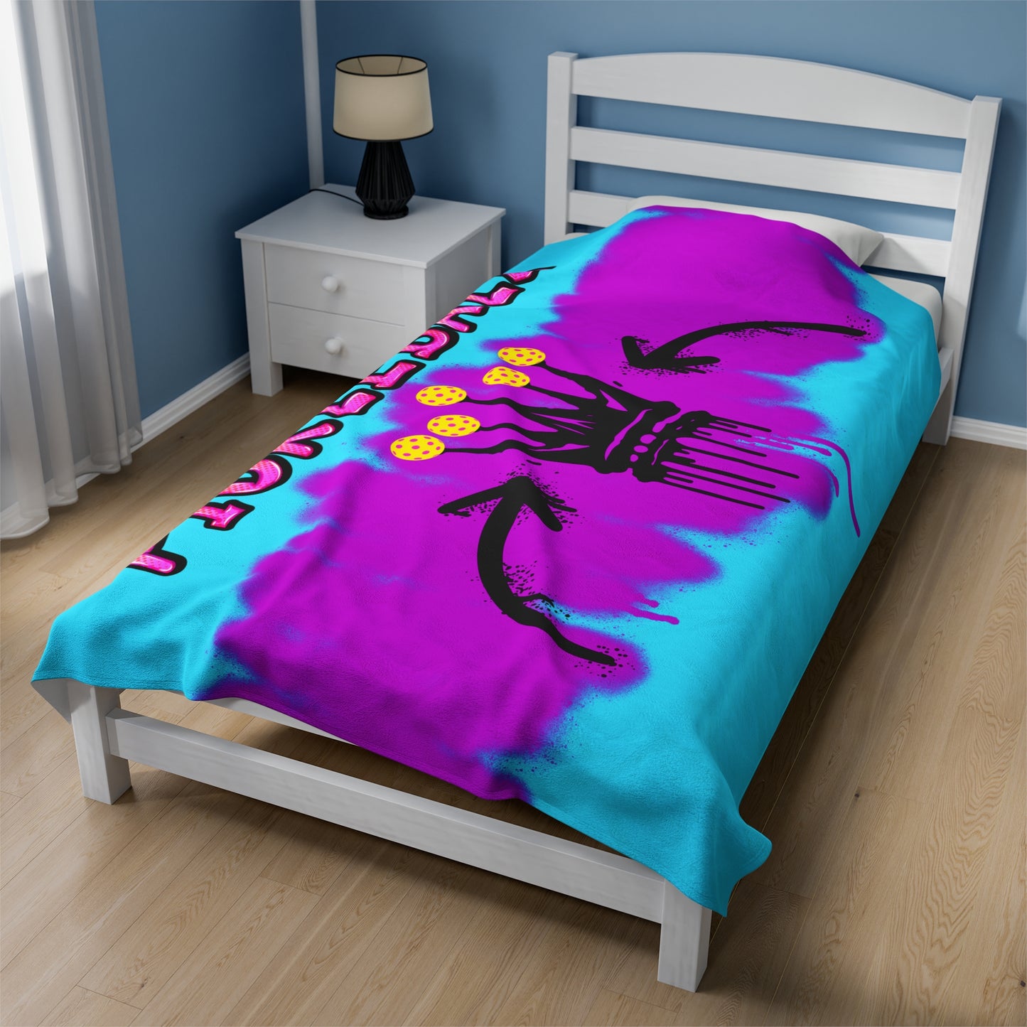 Plush Blanket - Pickleball Design, Small to Extra Large sizes - Gift for Home | graphic graffiti style