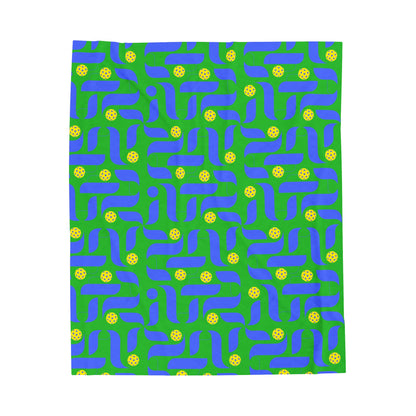 Plush Blanket - Pickleball Design, Small to Extra Large sizes - Gift for Home | modern green background style