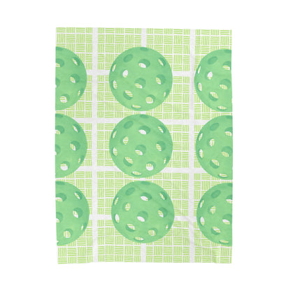 Plush Blanket - Pickleball Design, Small to Extra Large sizes - Gift for Home | green plaid style