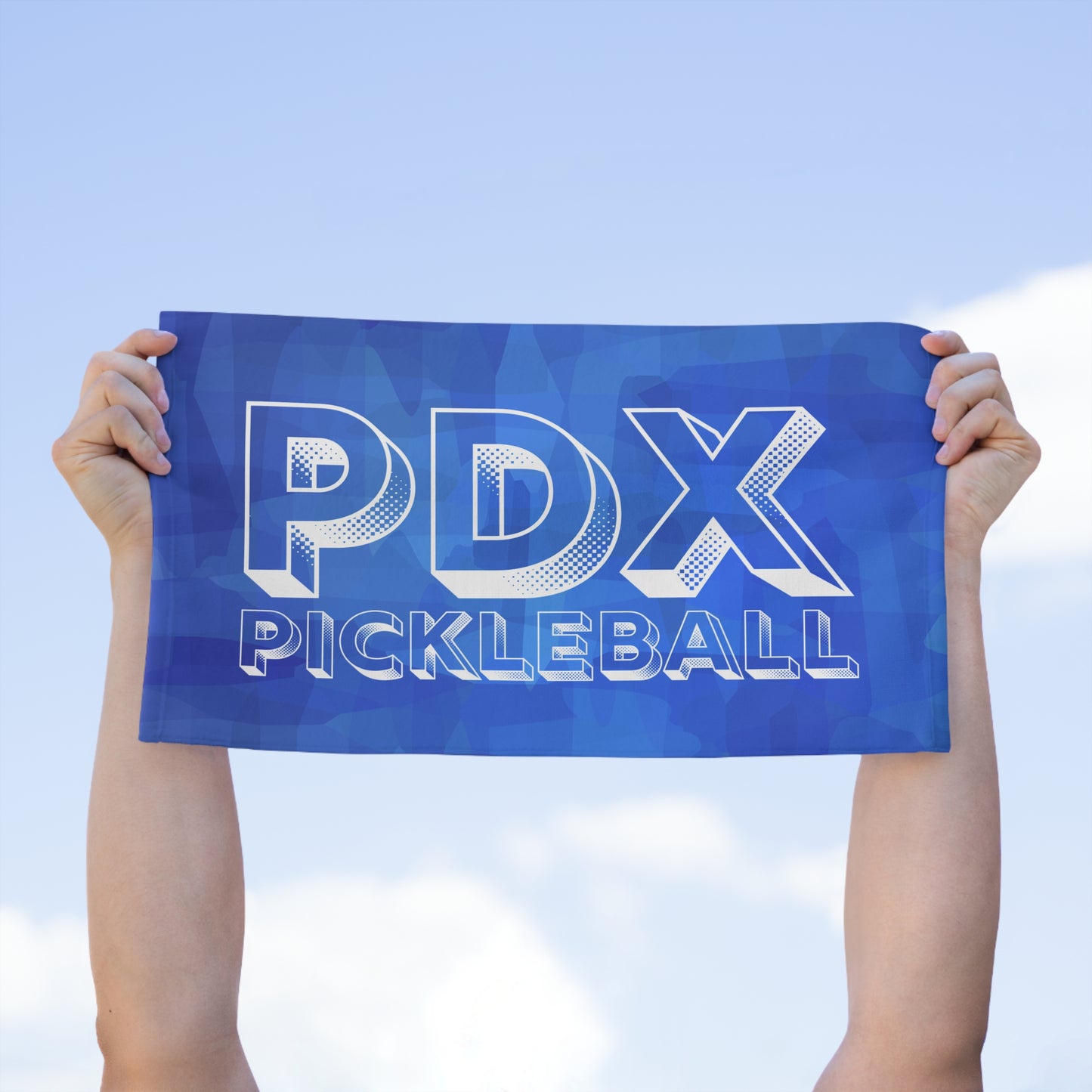 PDX Graphic  Blue Pickleball Towel - pickleball player sports rally kitchen bathroom towel Portland Oregon