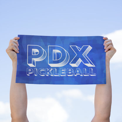 PDX Graphic  Blue Pickleball Towel - pickleball player sports rally kitchen bathroom towel Portland Oregon