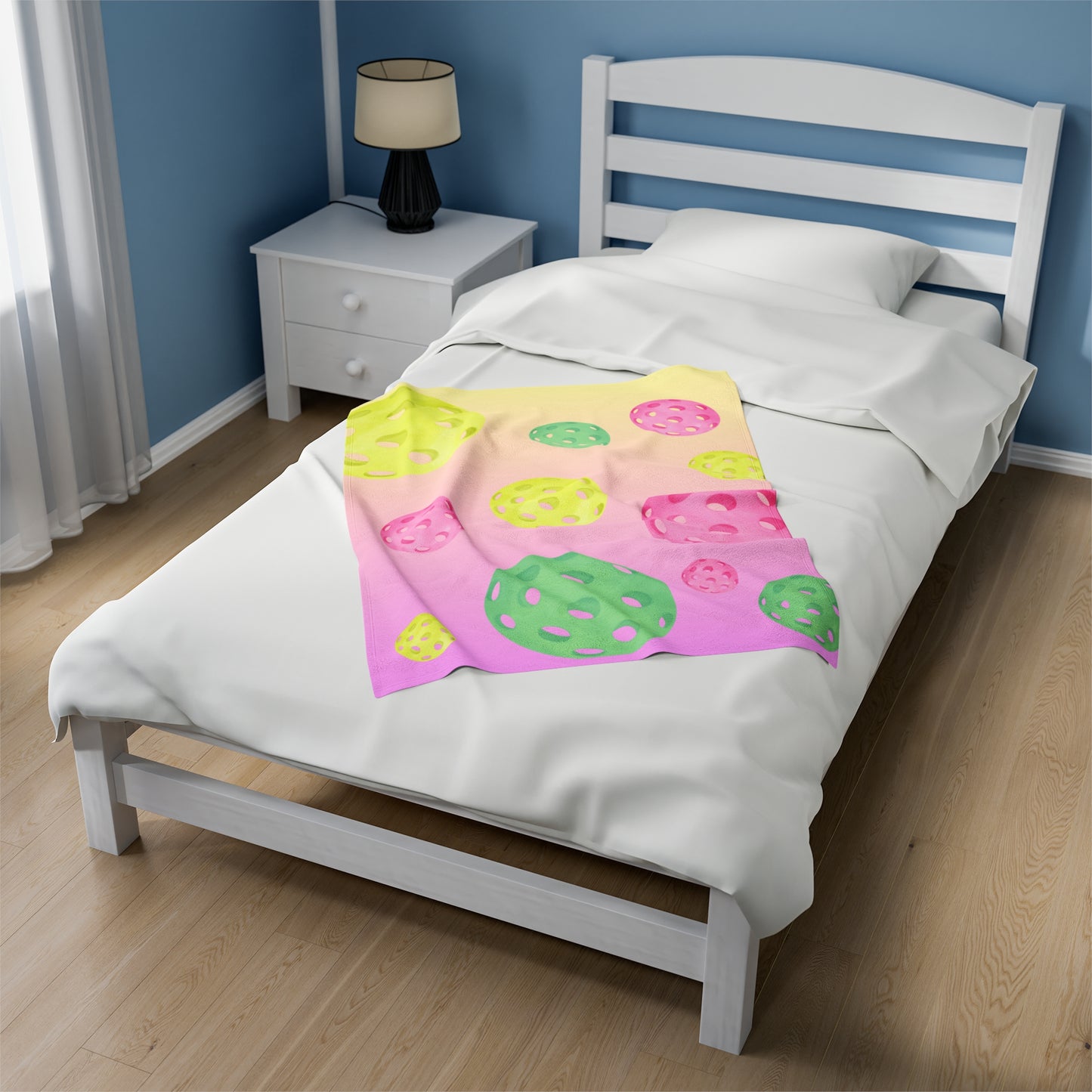 Plush Blanket - Pickleball Design, Small to Extra Large sizes - Gift for Home | floating pastel balls style