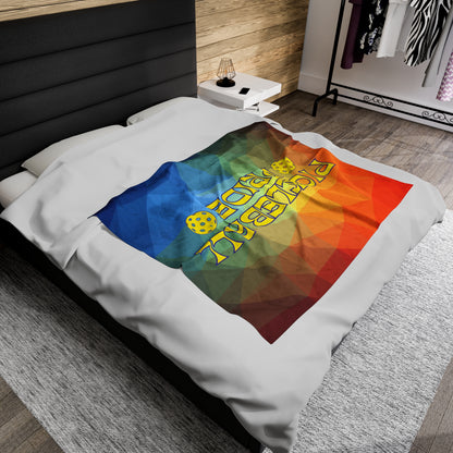 Plush Blanket - Pickleball Design, Small to Extra Large sizes - Gift for Home | pickleball pride rainbow style