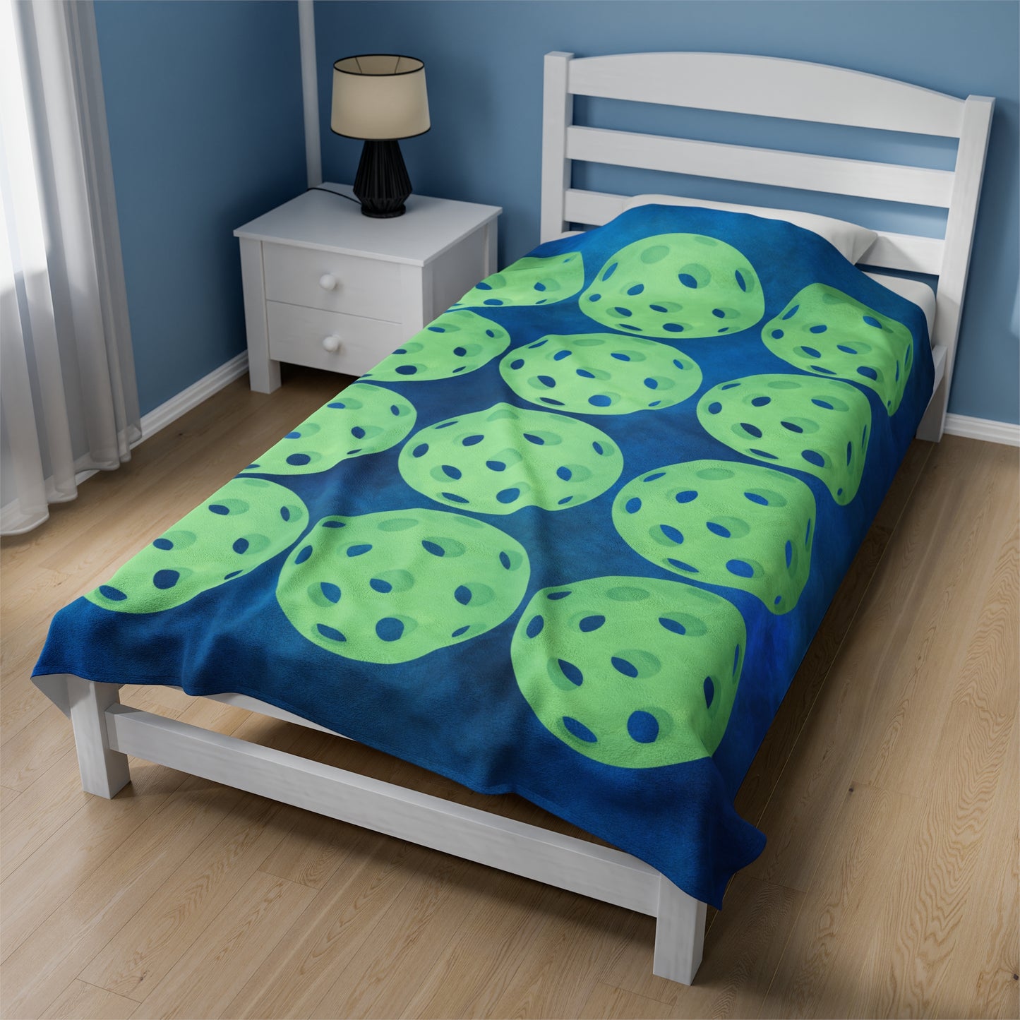 Plush Blanket - Pickleball Design, Small to Extra Large sizes - Gift for Home | green layered balls style