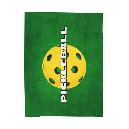 Plush Blanket - Pickleball Design, Small to Extra Large sizes - Gift for Home | yellow ball green background style