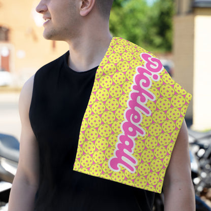 Pink Pickleballs Towel - pickleball player sports rally kitchen bathroom towel