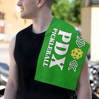 PDX green Pickleball Towel - pickleball player sports rally kitchen bathroom towel