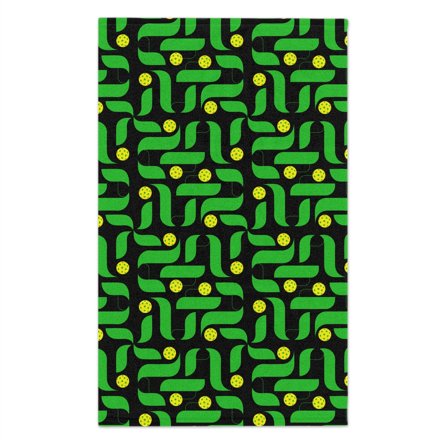 Contemporary Green/Black PickleballTowel - pickleball player sports rally kitchen bathroom towel