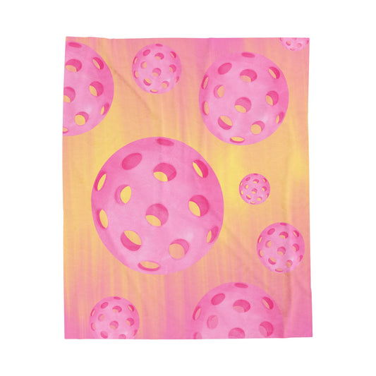 Plush Blanket - Pickleball Design, Small to  Extra Large sizes - Gift for Home | floating pink balls style
