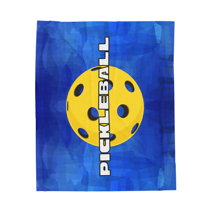 Plush Blanket - Pickleball Design, Small to Extra Large sizes - Gift for Home | blue layered balls style