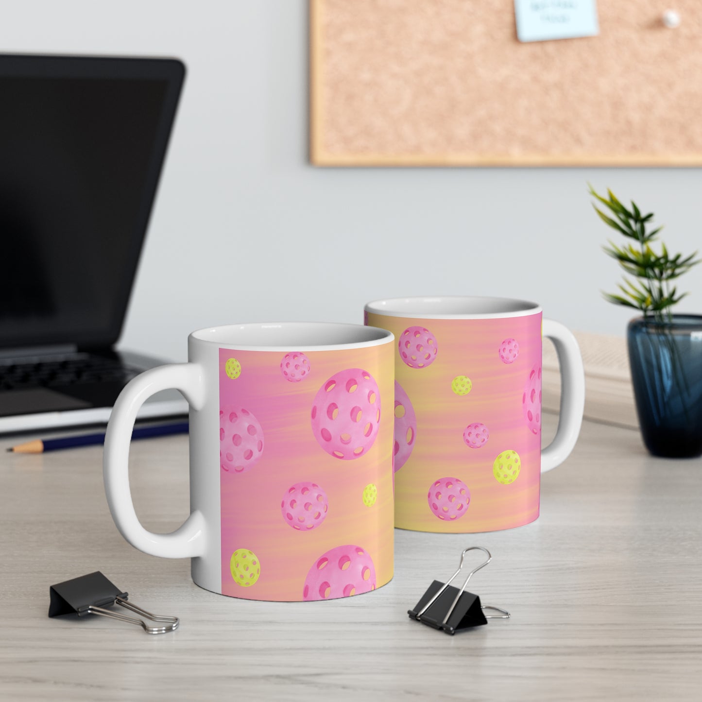 Pickleball Pink Balls in Space Mug - Pickleballer coffee mug glass cup
