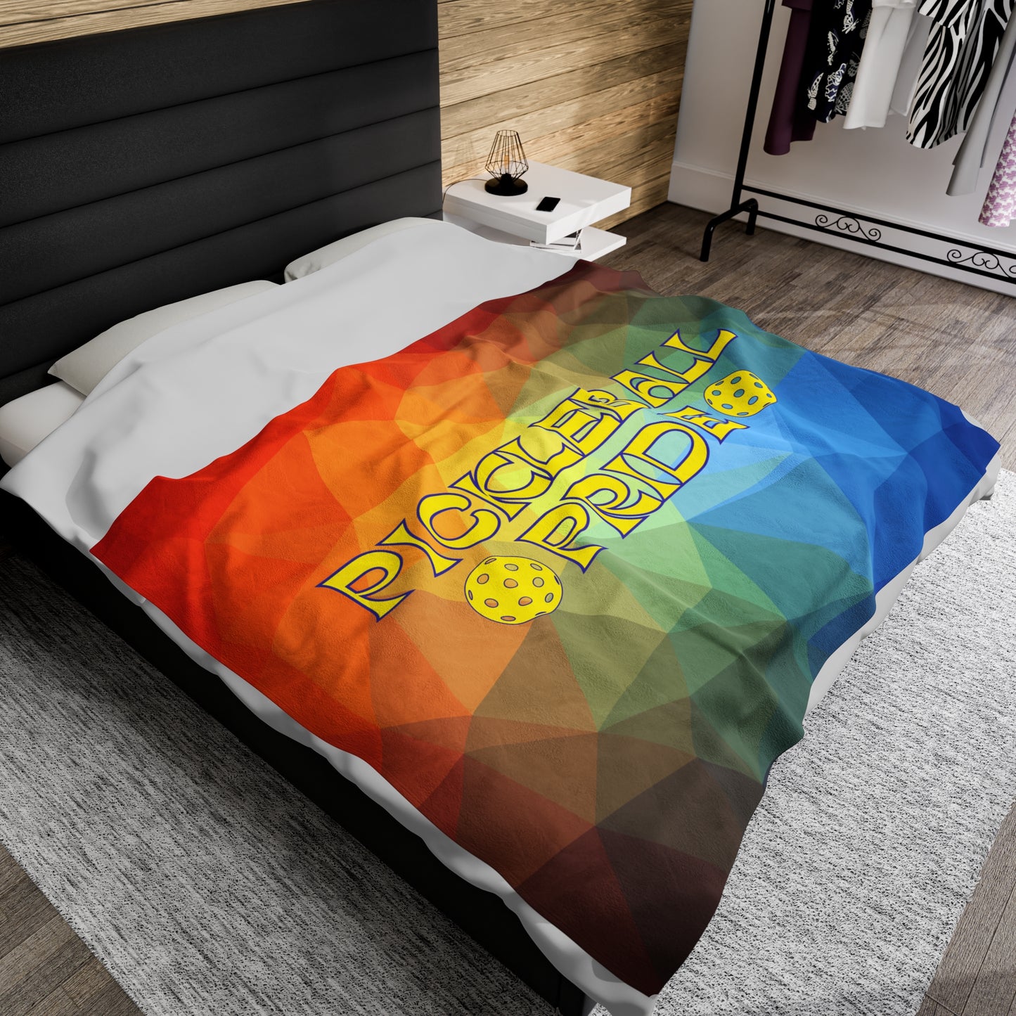 Plush Blanket - Pickleball Design, Small to Extra Large sizes - Gift for Home | pickleball pride rainbow style