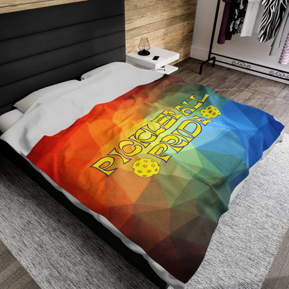 Plush Blanket - Pickleball Design, Small to Extra Large sizes - Gift for Home | pickleball pride rainbow style