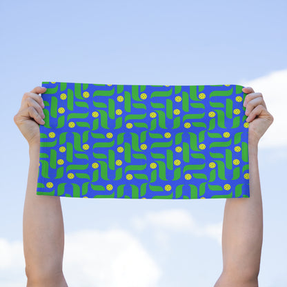 Contemporary Blue/Green PickleballTowel - pickleball player sports rally kitchen bathroom towel